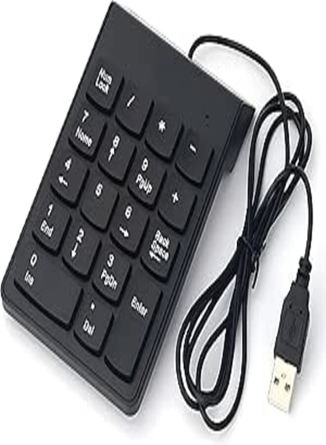 viboton USB Numeric Keypad – Slim 18-Key Wired Number Pad for Laptop, PC, MacBook, iMac, Mac Pro/Air – Portable External Numpad Keyboard for Data Entry (Black)